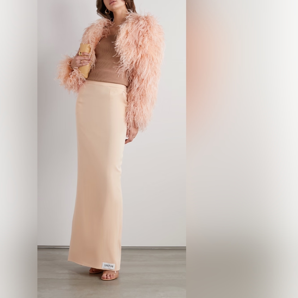 DOLCE GABBANA Stretch Silk Georgette Maxi Skirt In Natural IT 40 US 4 Org $1,895